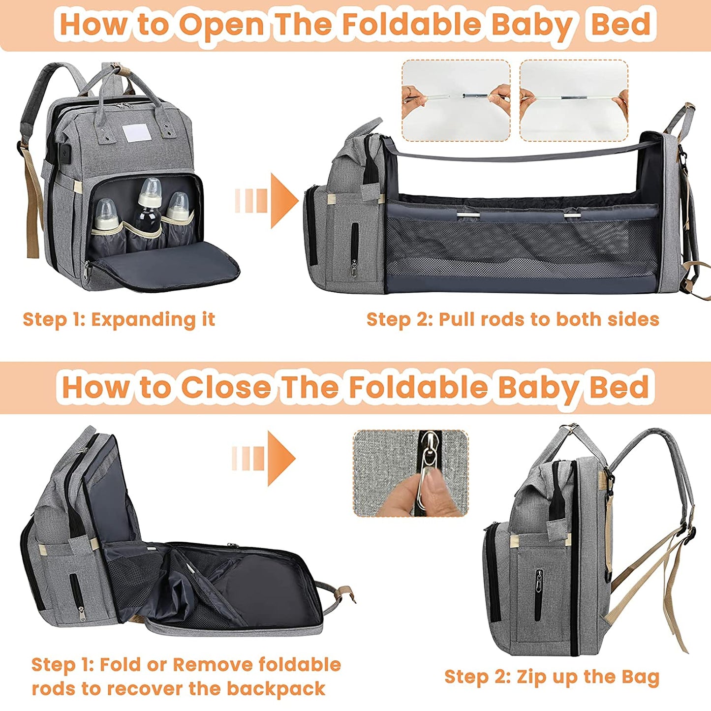 Sac à langer portatif | Berceau de voyage BabyNappy™ - Bébé Needs